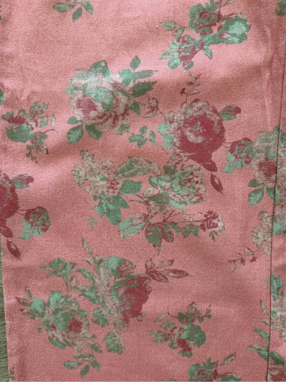 Pink Floral Wide-Leg Ankle Denim Pants by Entro NWT Size Large - Picture 2 of 13
